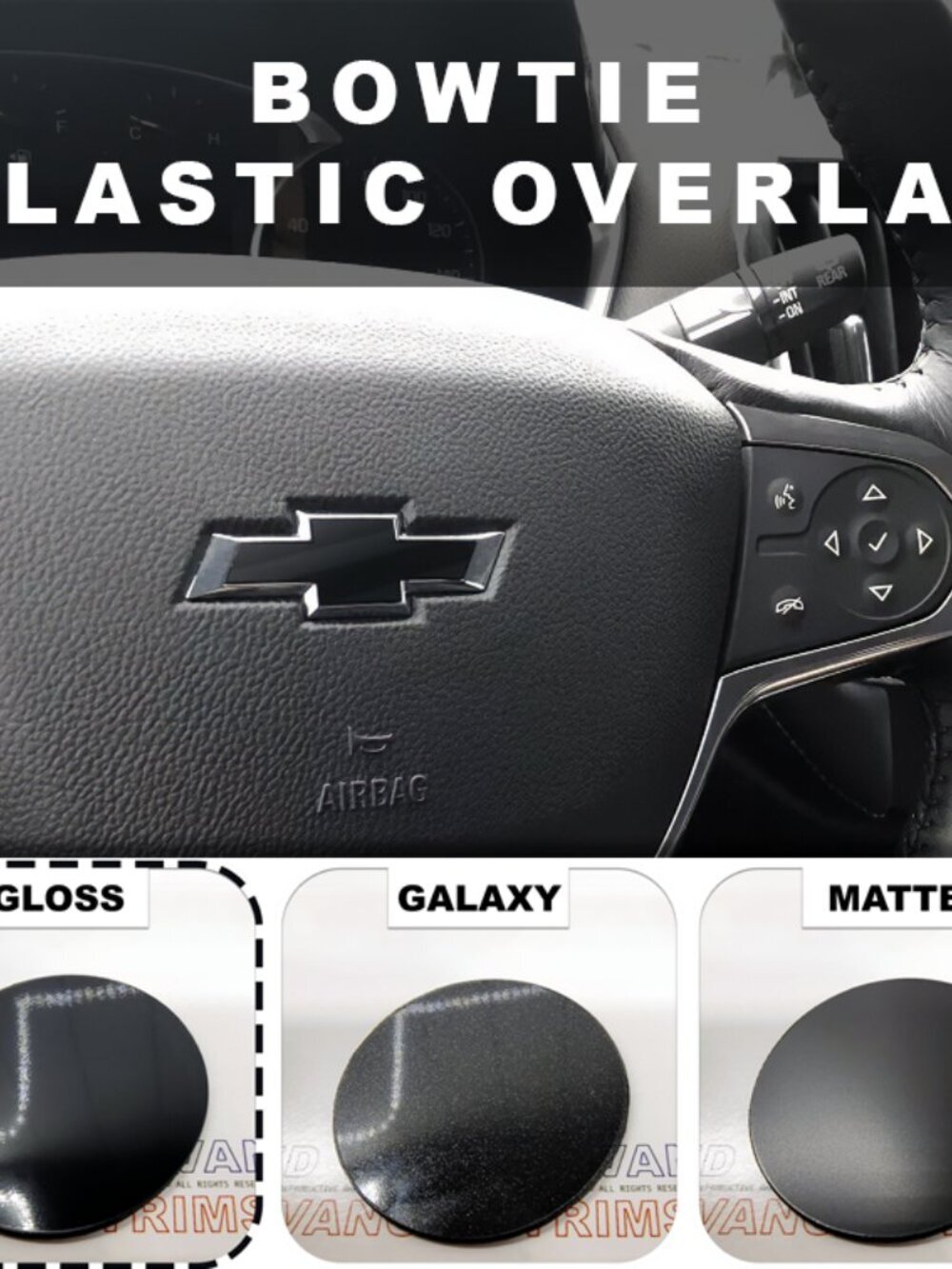 Gloss Black Steering Wheel Bowtie Overlay Chevy Trax 2015-2025 NOT VINYL - Picture 2 of 6